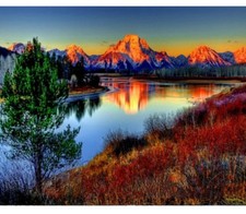 Paint By Numbers DIY Kit Mountain Lake Sunrise 40CMx50CM Canvas