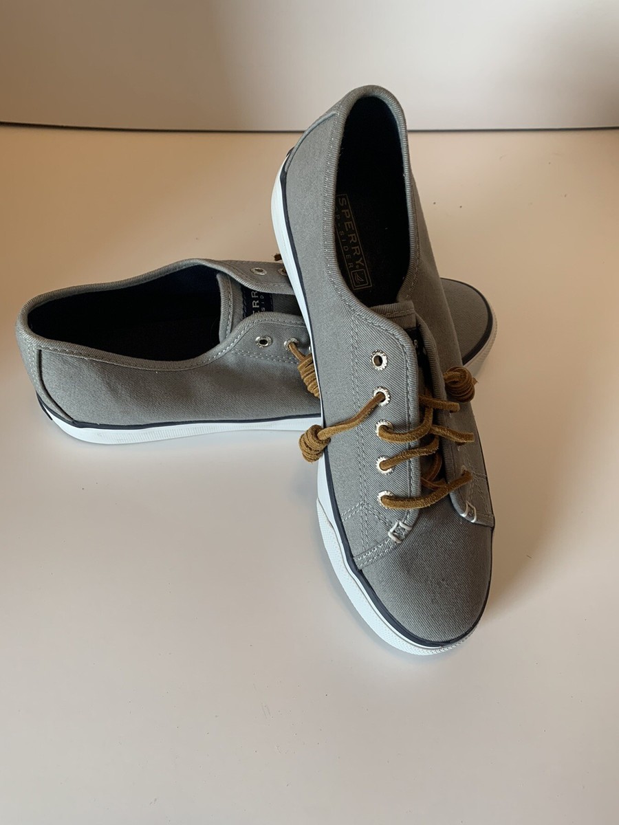 SPERRY Top-Sider 8M Charcoal Gray Women Lace Up Seacoast Canvas