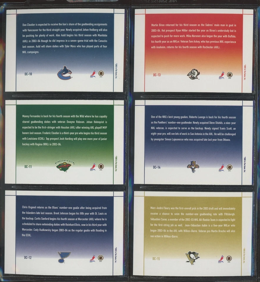 2003-04 BAP Memorabilia Masks Deep In The Crease Complete Set (1-15) - Image 4 of 4