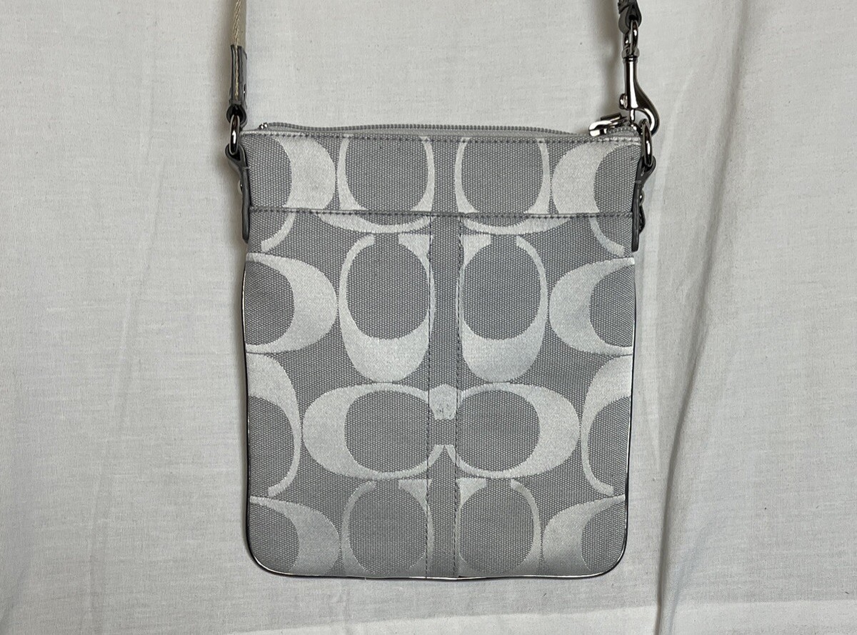 Coach Gray Signature Canvas Crossbody Bag Zip Closure 42246 | eBay
