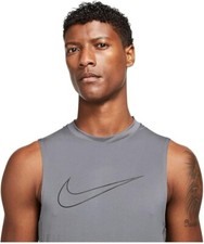 Nike Pro Dri-FIT Tight-Fit Sleeveless Men's Top, Gray, Small