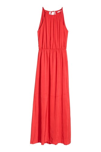 NEW Hu0026M RED HALTER NECK LONG MAXI DRESS CASUAL SUMMER HOLIDAY PARTY LOOK UK  16 | eBay