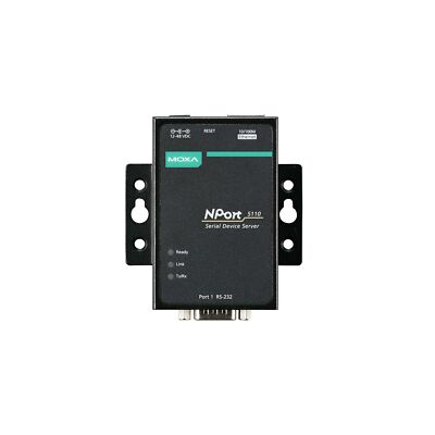 MOXA NPort 5110-1 Port Serial Device Server, 10/100 Ethernet, RS232, DB9 Male