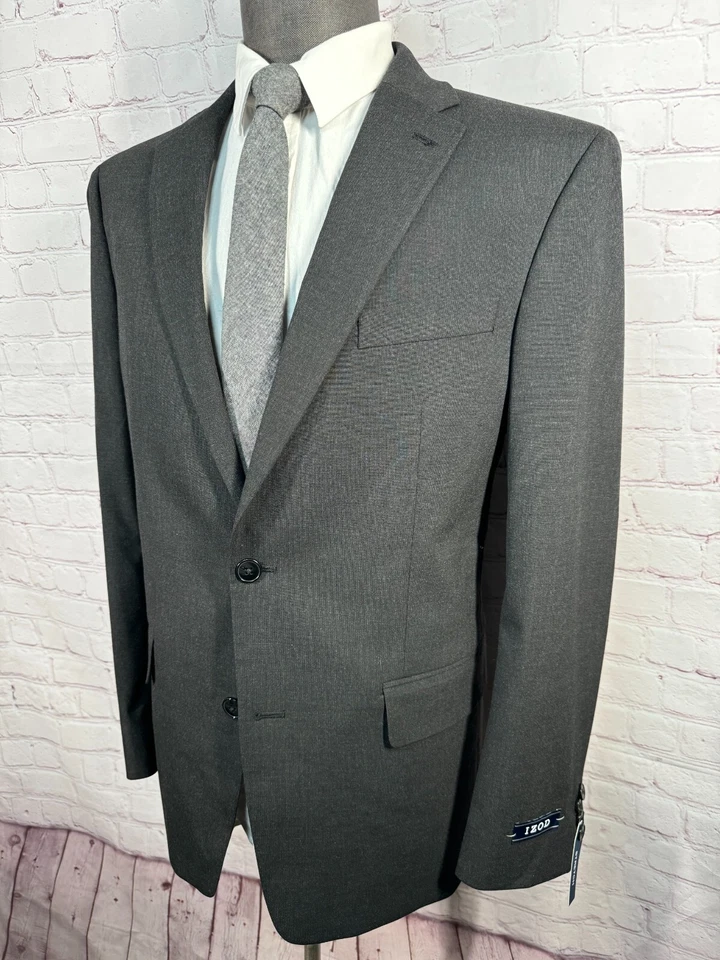 IZOD Para Hombres Negro Carbón ELASTIZADO AJUSTE ATLÉTICO Traje Blazer Abrigo Deportivo Chaqueta 42R Foto 2 de 4