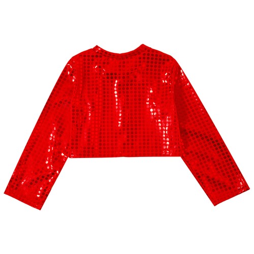 Boys Girls Hiphop Dance Crop Top Sequins Glitter T-shirt Stage Performance Tops - Picture 31 of 45
