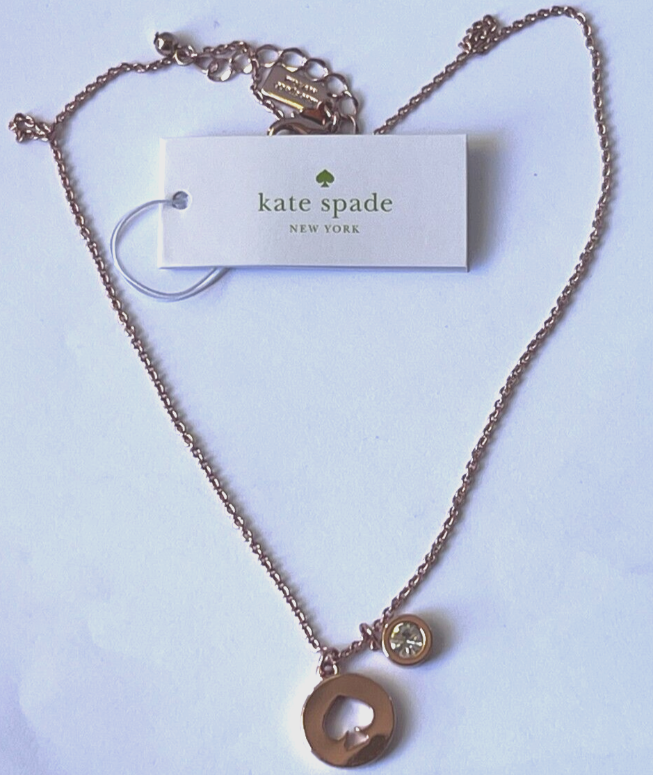 KATE SPADE New York Gold Spot the Spade Clear Rose Gold Necklace