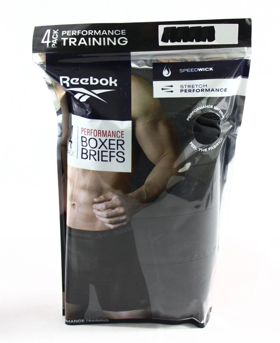 New! 4 Pack Reebok Men's Stretch Performance Boxer Briefs Free Shipping  S-2XL