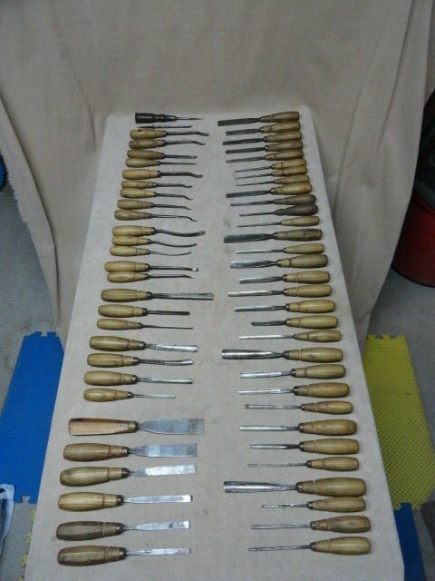 Carving Chisel Set Mostly Addis w/ Cleff Taylor Buck Vintage 60 pc w/ Cases 