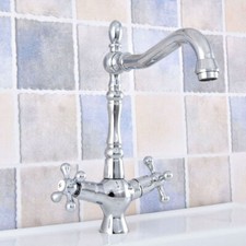 Chrome Brass Double Handle Swivel Kitchen Faucet Bathroom Sink Mixer Tap 2sf661