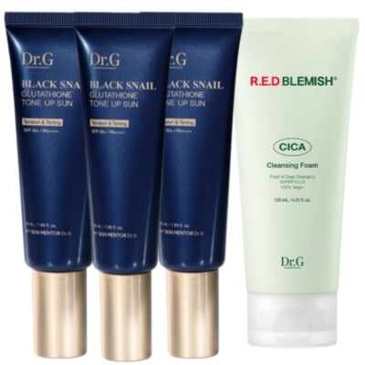 3X Dr.G Black Snail Tone Up Sun SPF 50+ PA+++ 50ml & CICA Cleansing Form 120ml