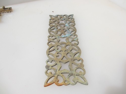 Victorian Brass Pierced Finger Plate Push Door Handle Antique Old Vintage - Picture 11 of 17