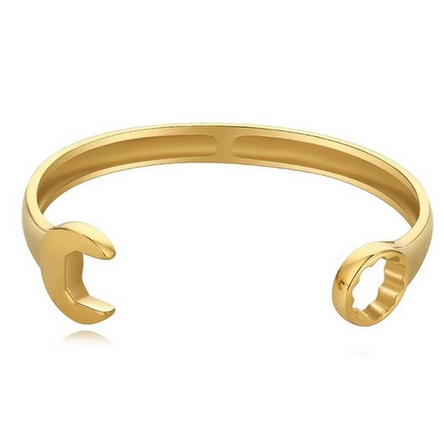 Men Mirror Polished Wrench Shaped Bracelet Stainless Steel Cuff Biker Bangles - Picture 7 of 7