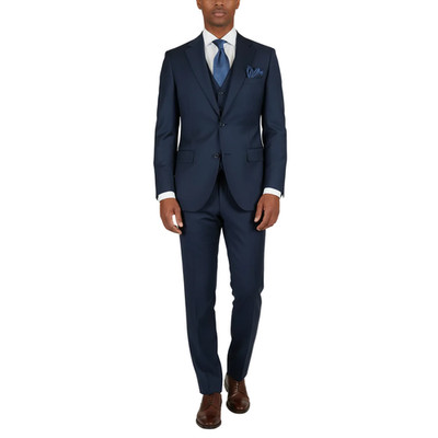 Men Suit BERLUSCONI Turkey 100% Italian Wool Super 180's 3pc Vested #Ber16 Navy