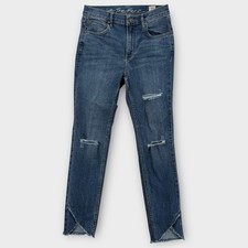 We The Free Jeans Womens 27 Blue Distressed Raw Hem High Rise Skinny Free People