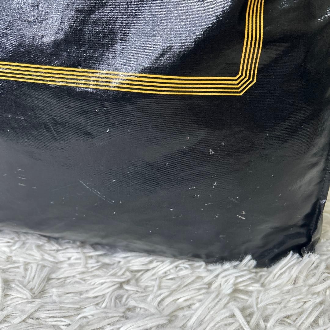 GUCCI Logo Print Large Tote Bag Black Coated Canvas Shopper Auth from Japan thumbnail 4