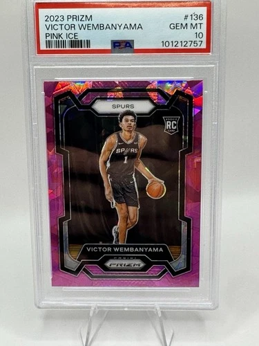 2023-24 Panini Prizm Victor Wembanyama #136 Pink Cracked Ice Rookie RC PSA 10 MT