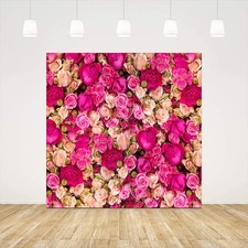 6x6ft Pink Red Rose Flowers Photography Backdrop Wedding Floral Wall Art Props