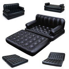 5 in 1 INFLATABLE DOUBLE SOFA LOUNGER COUCH AIRBED MATTRES SOFABED FAST