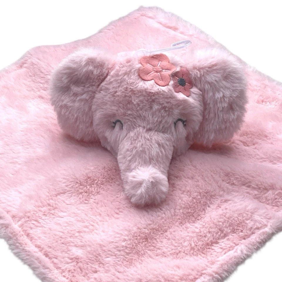 Manta de seguridad satinada floral Lovey elefante elección de los padres flor de felpa rosa Foto 3 de 4