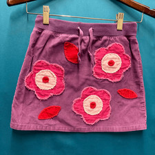 Mini Boden 7-8Y Pink Floral Purple Corduroy Skirt Boardwalk Preppy Luxury Retro