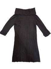 Ann Taylor LOFT Sweater Dress Womens Medium Black 3/4 Sleeves Cowl Neck Knitted