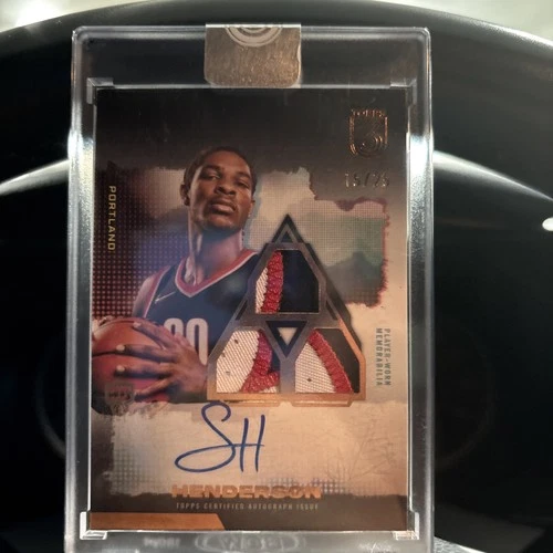 23-24 Topps Three Rookie 3 Patch Auto Scoot Henderson Bronze Vertical /25 RC