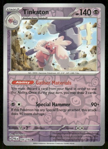 Tinkaton 105/193 - Paldea Evolved - Reverse Holo Rare NM