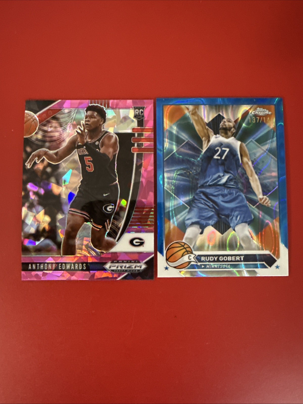 2020 Prizm Anthony Edwards RC - Pink Cracked Ice - Minnesota Timberwolves Gobert