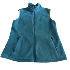 Eddie Bauer PolarTec Fleece Vest Teal  Turquoise Zippered Pockets Large
