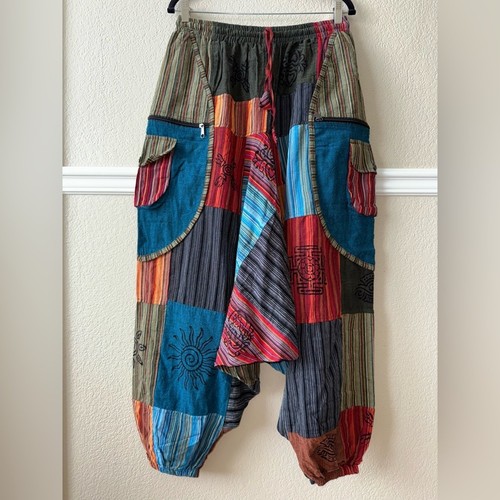NEW Patchwork Boho Harem Pants 100% Cotton Unisex | Free Size
