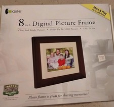 GiiNii 8" Digital LCD Picture Frame Stand Brown Holds Up To 3200 Pics NEW in Box