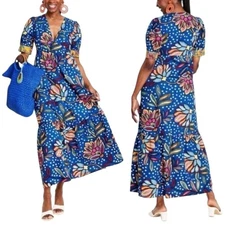 TABITHA BROWN x Target Mixed Floral / Polka Dot Print Maxi Dress. Size 2