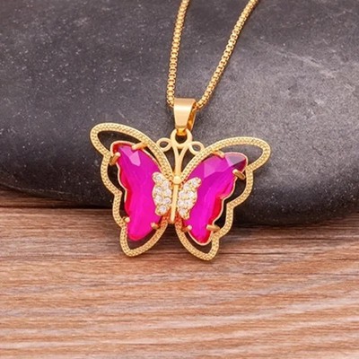Nidin Top Quality Austrian Crystal Zircon 10 Colors Butterfly Pendant For Women