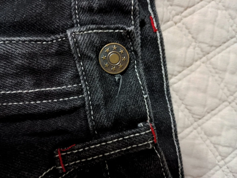 Pantalones Cortos Y2K FUBU Hip Hop Unisex Talla 6 Negros Denim Jean Bordados Foto 4 de 4