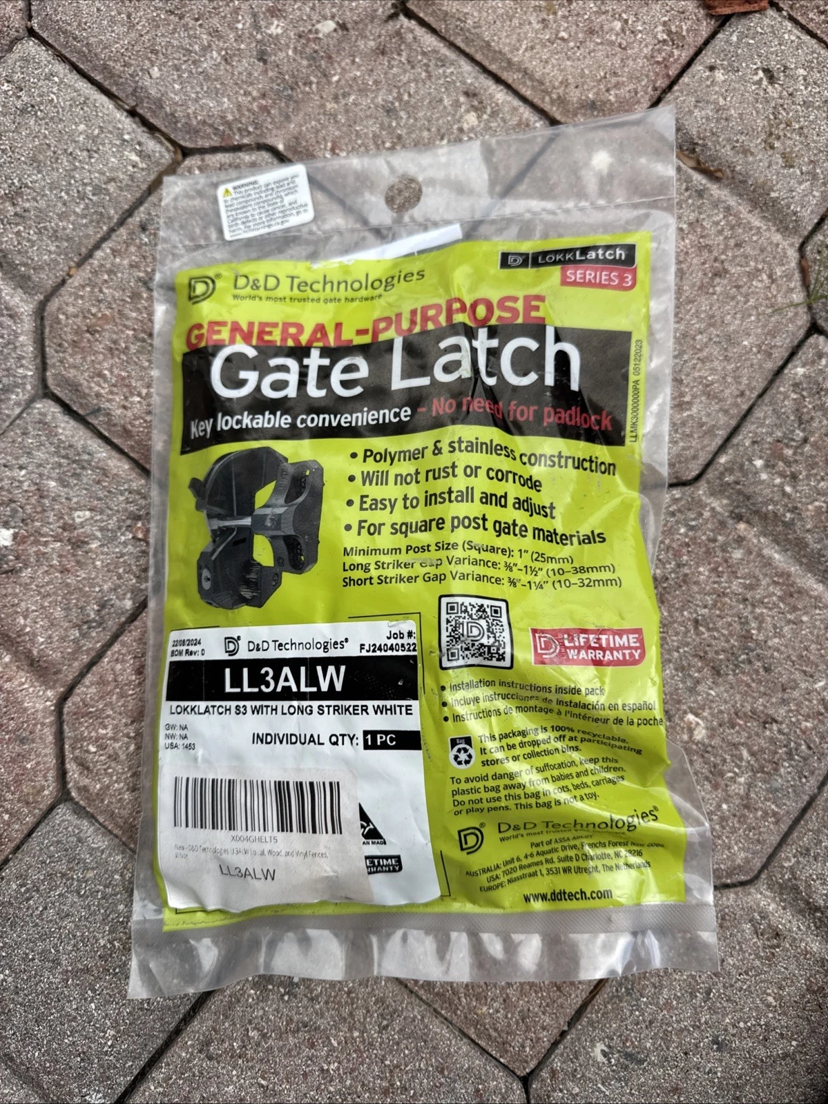 Key Lockable Gate Latch D&D Technologies LokkLatch Plus LL3PWA