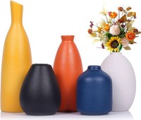 Keramik-Blumenvasen 5Er-Set Mehrfarbig Gelb Orange Blau Kleine Vasen Dekoration
