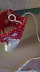 Mushroom  Red & White Beaded Pearl Mushroom Purse/Phone Carry Bag — photo 9