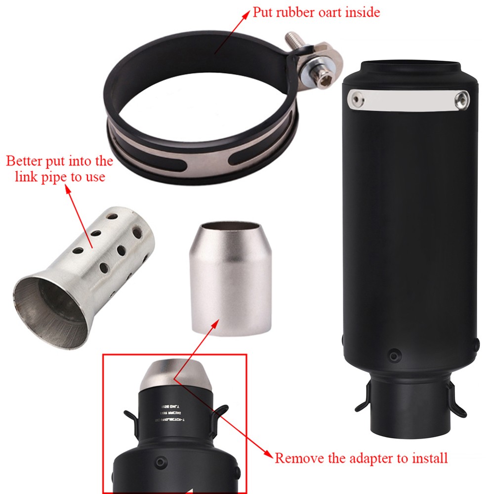 Slip-on 51mm 2 inch Universal Motorcycle Exhaust Muffler Pipe Tail Tips Black