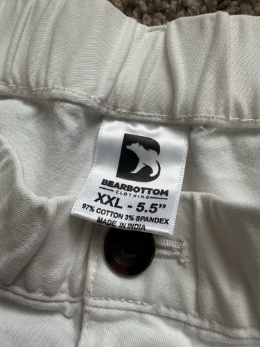 Bear Bottom Stretch Shorts Herren XXL 2XL 5,5" weiß elastischer Bund weites Bein