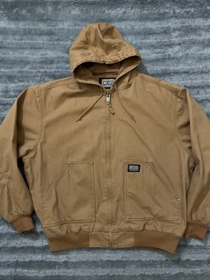 Big Smith H35100GBW Workwear Duck Canvas Lined Jacket Mens XL Hooded Zip Brown 