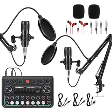 2025 Upgraded Podcast Equipment Bundle for 2, Recording Studio Package with P...