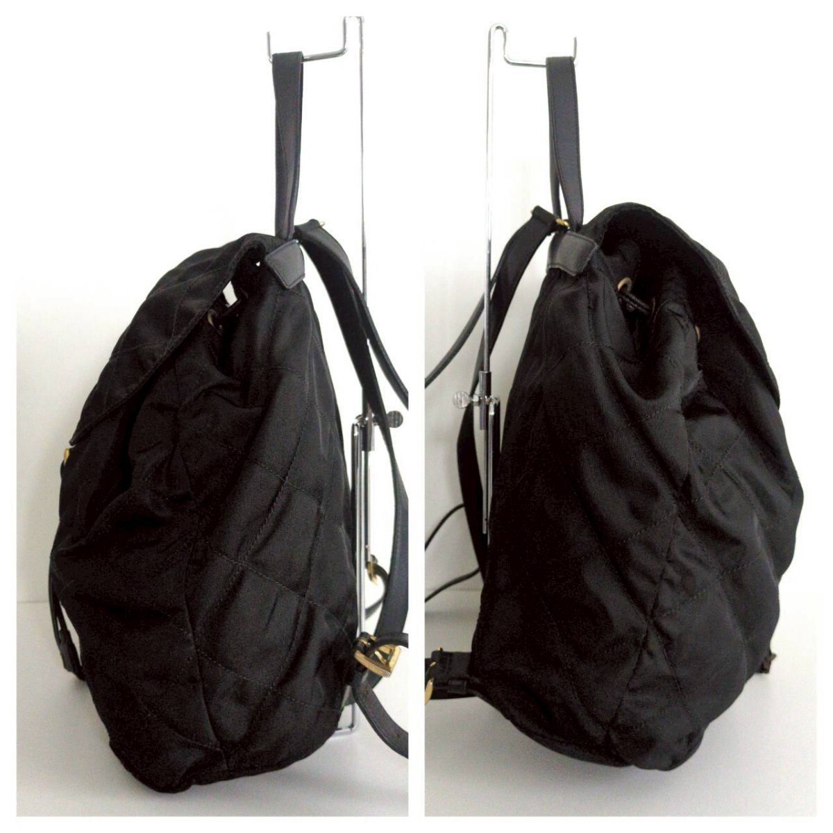 Good Condition PRADA Quilted Nylon Saffiano Leather Vintage Drawstring Backpack thumbnail 4