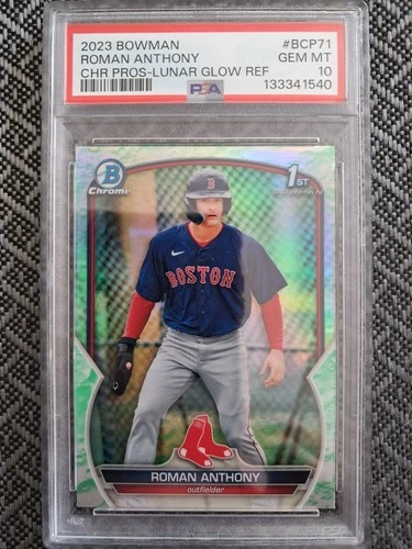 Roman Anthony 2023 Bowman Chrome #BCP-71 Lunar Glow Refractor PSA 10 Gem Mint