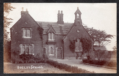 Postkarte Bosley bei Congleton Cheshire Dorfschule frühe RP