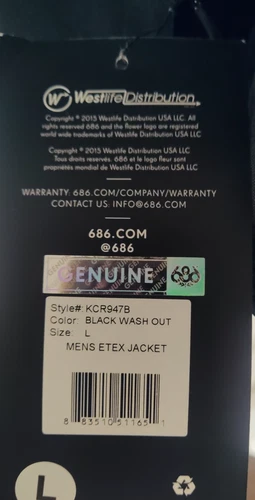 686 Men's Etex snowboard Jacket  size large color black wash out. image 6