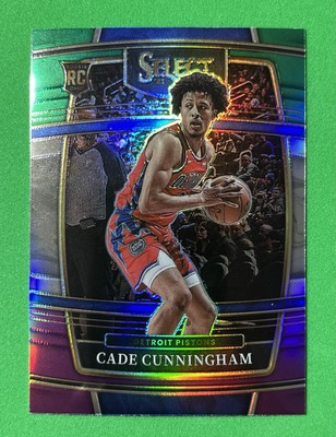 2021-22 Panini Select Cade Cunningham Concourse Rookie Green/White/Purple Prizm
