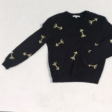 Carven XS Black Sweater Gold Arrow Embroidery...