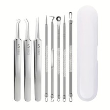 8-Piece Stainless Steel Blackhead Remover Kit for Acne Blemish Extraction