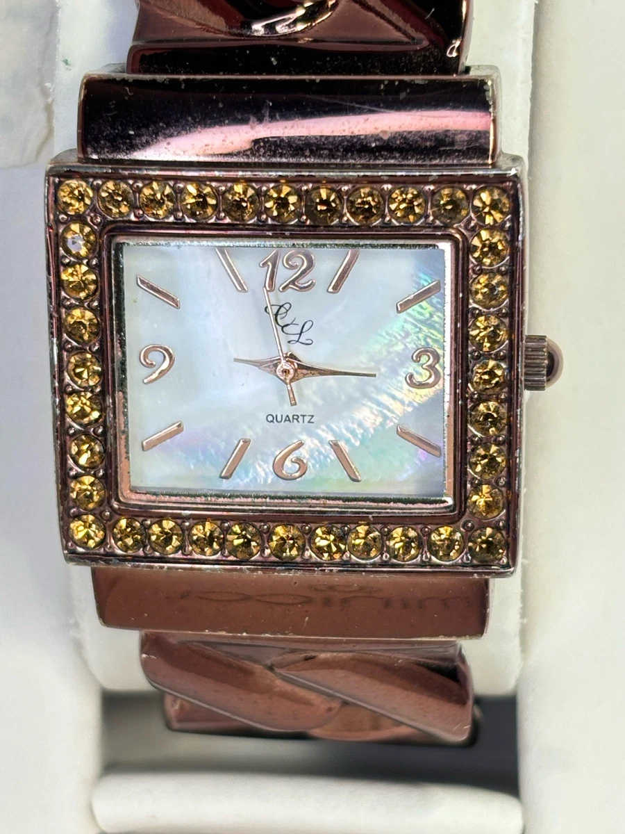 Colleen Lopez Square Rhodonite Dial Curb Link Chain Bracelet Watch. 6\