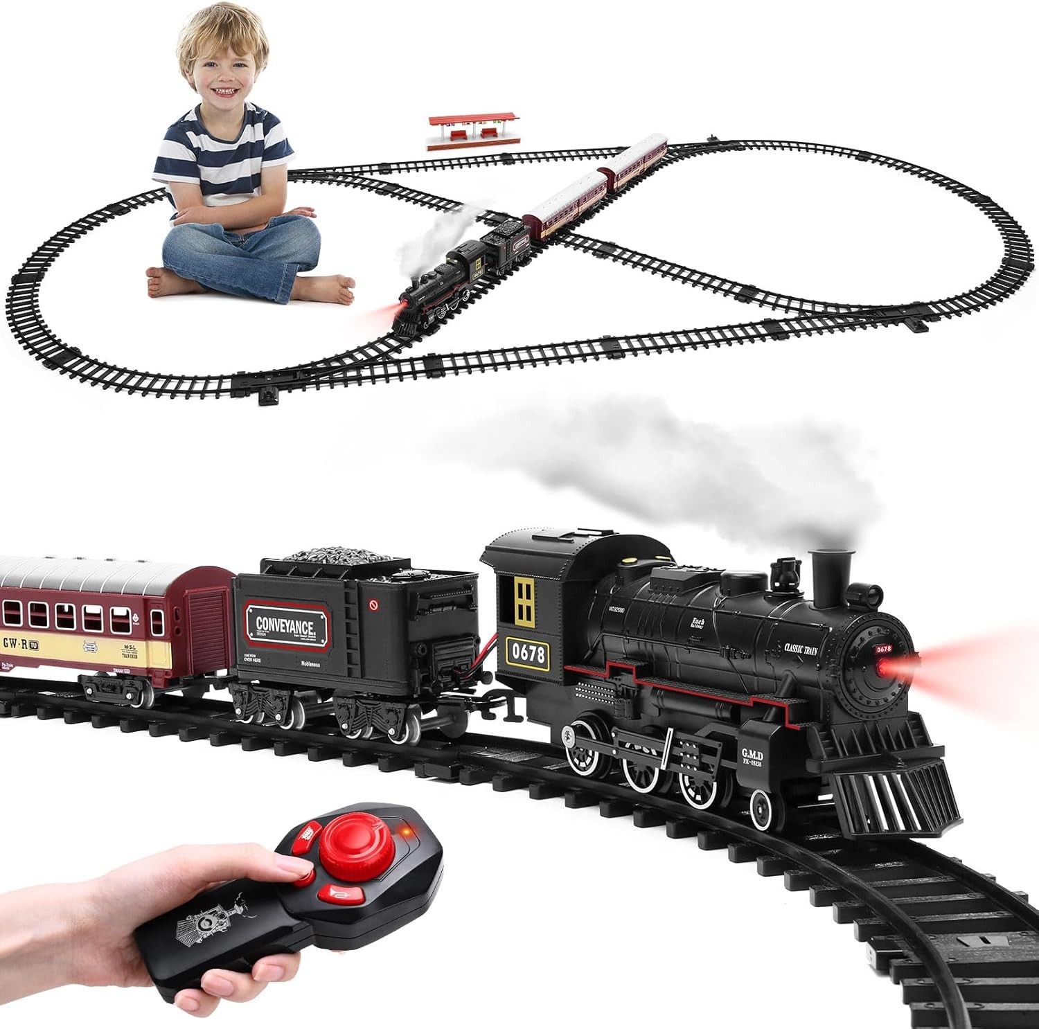Train Set for Kids,Remote Control Locomotive Engine Under Christmas ...